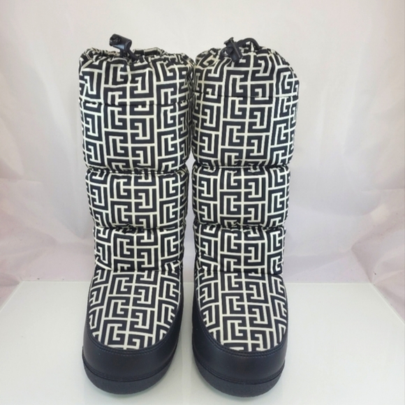 NWT$795 Balmain Monogram Logo Nylon Drawstring Ski Winter Boots Sz 5-7 - Picture 7 of 15